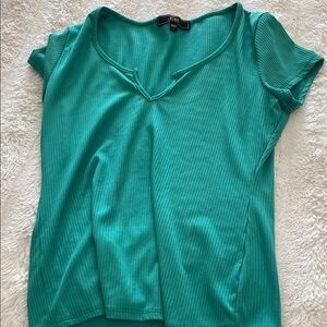 Vibe green Short Sleeve Ribbed Top